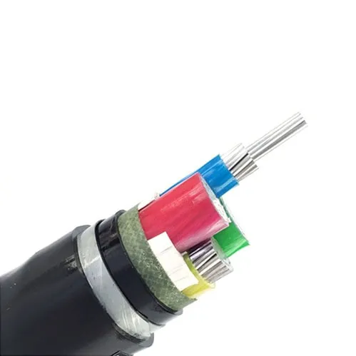 4 core SWA cable structure showing aluminium conductors with color coded insulation