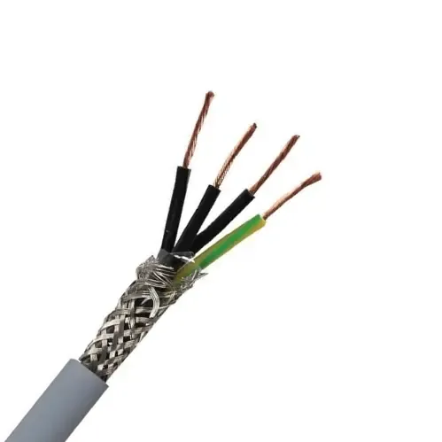 Copper wire braided shielded control cable (KVVP type) with stripped cores