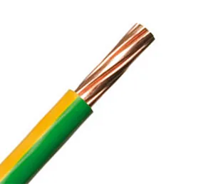 Single-core stranded copper building wire with PVC insulation, stripped end