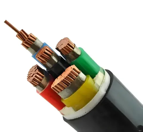 Multi-core flame retardant PVC sheathed power cable with stripped copper cores